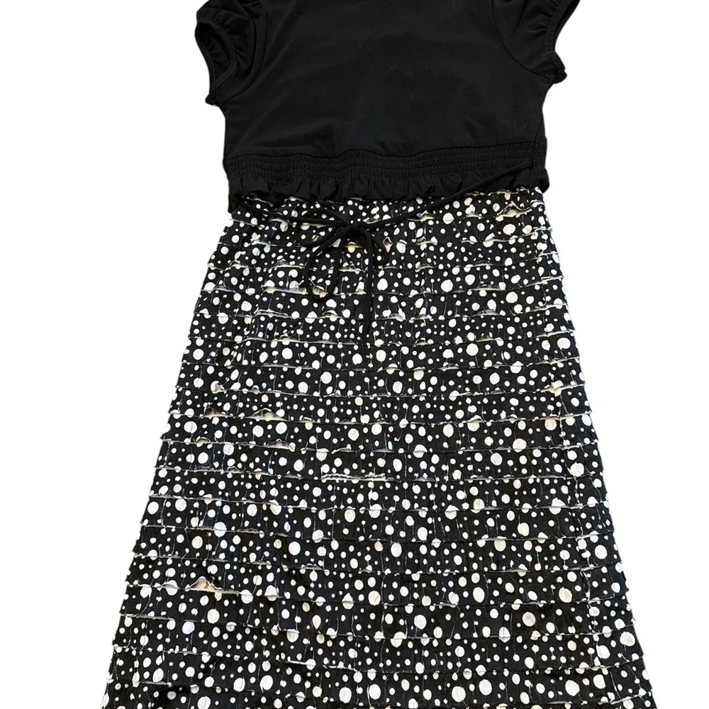 Speechless Girls Size 12 Black & White Polka Dot Tiered Ruffle Dress with Bolero